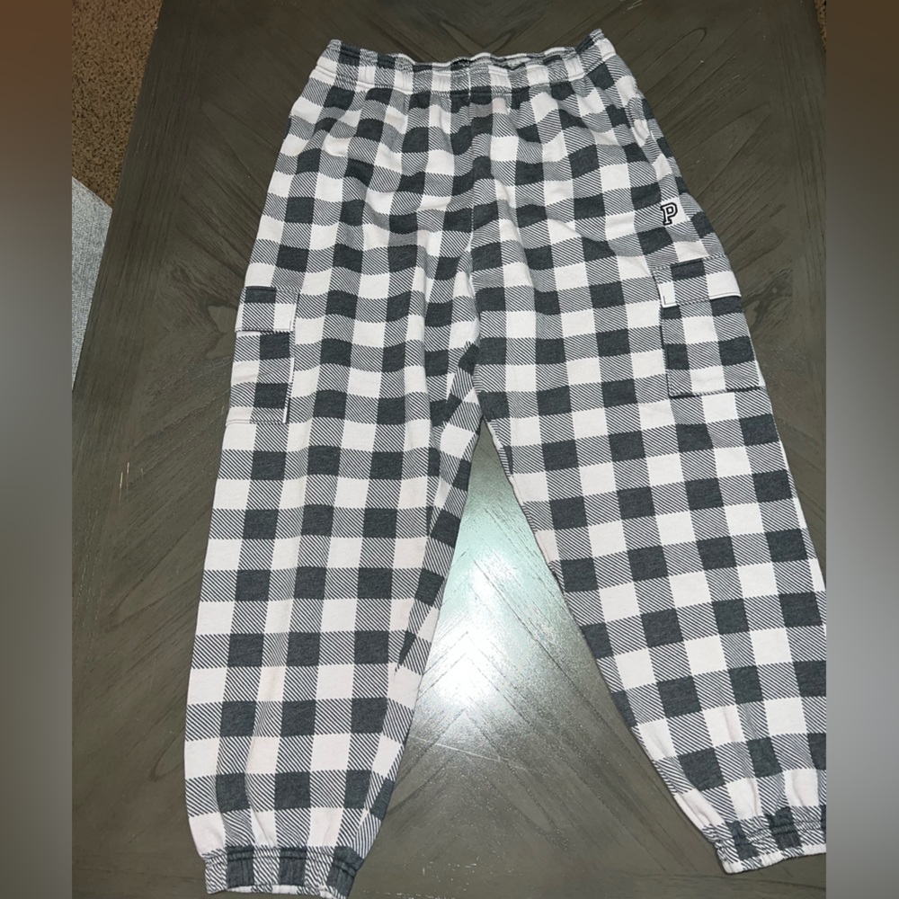 PINK Cargo Plaid Sweatpants